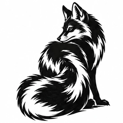 Fox looking back tattoo concept