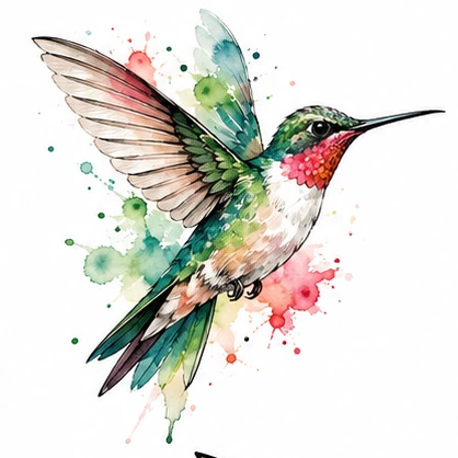 Hummingbird in flight tattoo concept