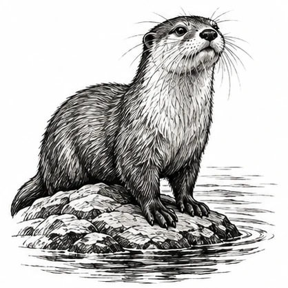 Curious otter tattoo concept