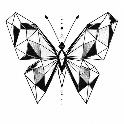 Butterfly with faceted wings tattoo concept