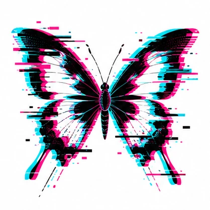 Offset butterfly contours tattoo concept