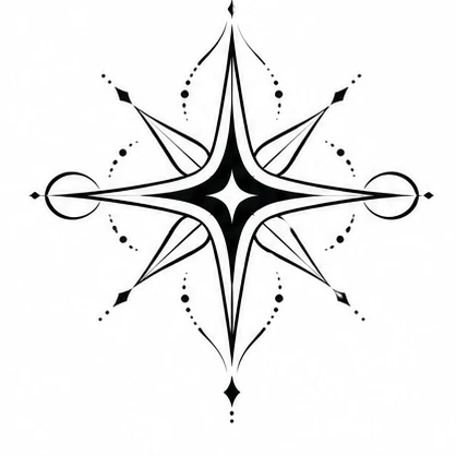 Eight point abstract star tattoo concept