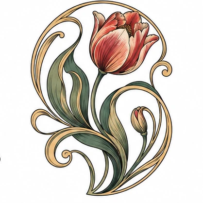 Tulip in a flowing frame tattoo concept