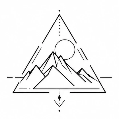 Triangular mountain window tattoo concept