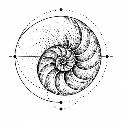 Nautilus inside a circle tattoo concept