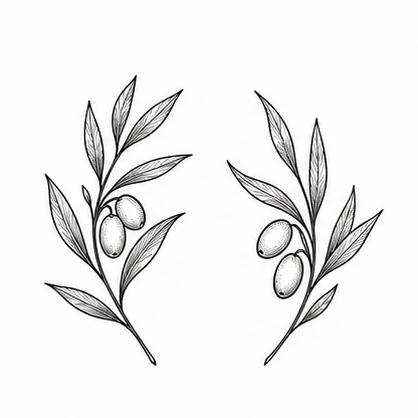 Two olive sprigs tattoo concept