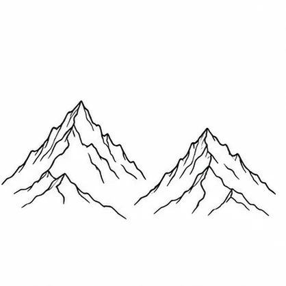 Two complementary mountain contours tattoo concept