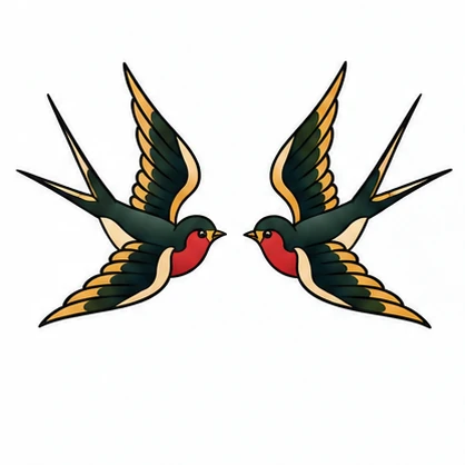 Paired swallows tattoo concept