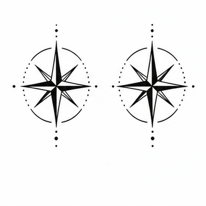 Two small compass stars tattoo concept