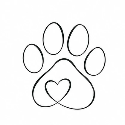 Paw print with a small heart tattoo concept