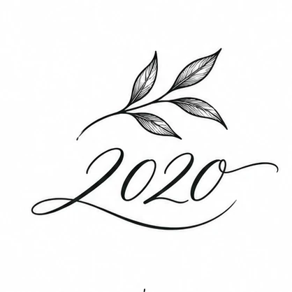 Date 2020 under a small leaf tattoo concept