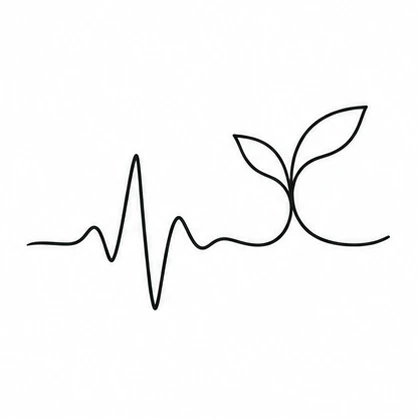 Heart rhythm line with a sprout tattoo concept