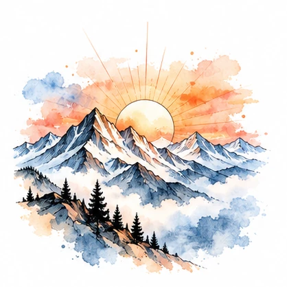 Alpine sunrise tattoo concept