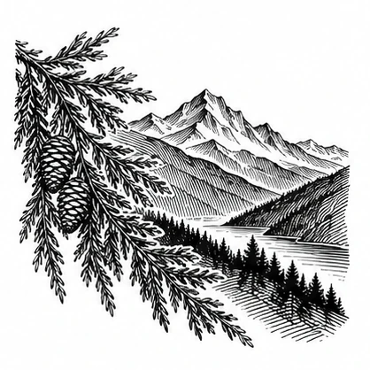 Cedar branch and ridge tattoo concept