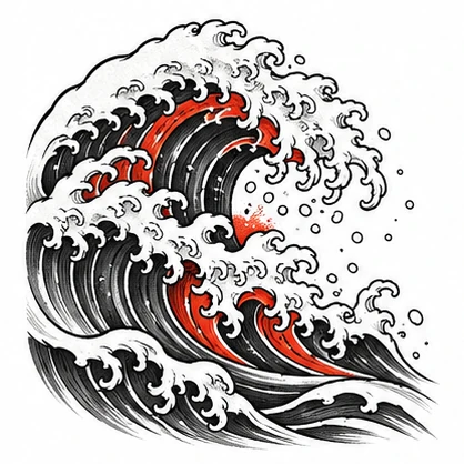 Rolling wave crest tattoo concept