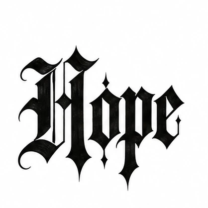 Word hope tattoo concept