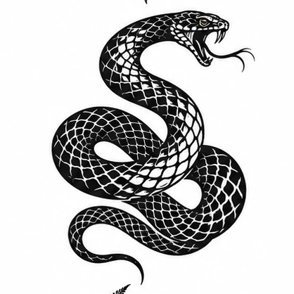 Dark snake with open white scales tattoo concept