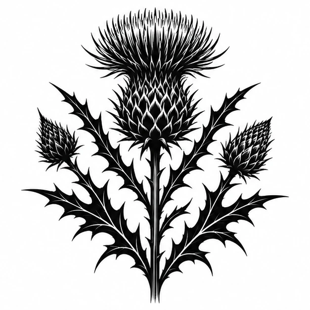 Thistle in Blackwork tattoo style