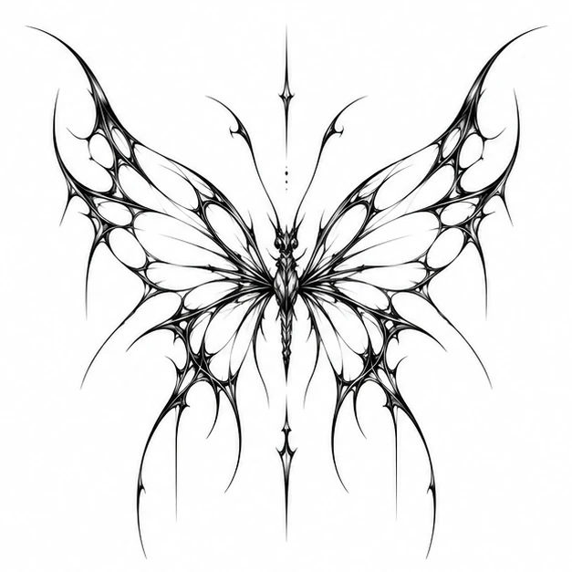 Abstract butterfly in Cyber Sigilism tattoo style