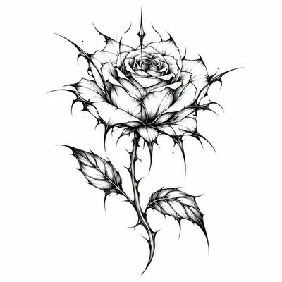 A single rose rendered in Cyber Sigilism tattoo style