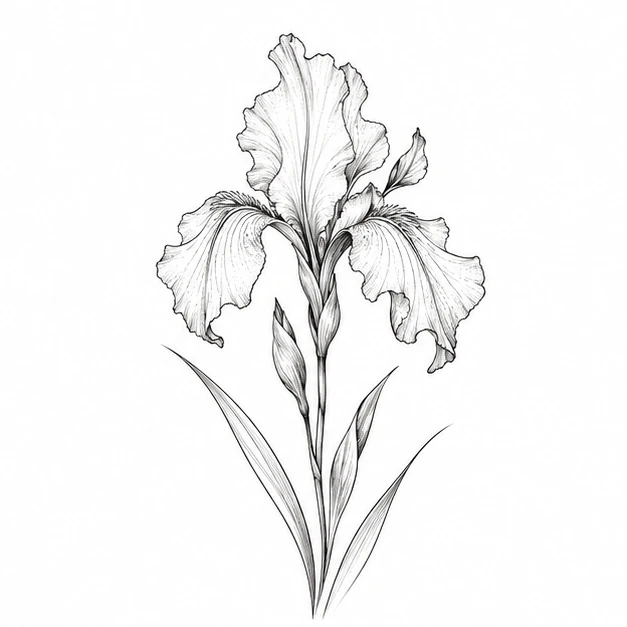 Original iris tattoo design for a stencil sample