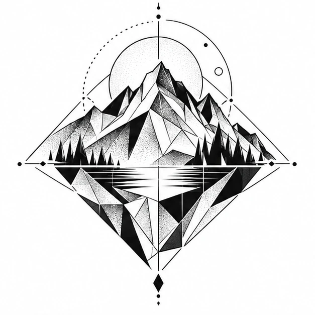 Mountain prism in Geometric tattoo style
