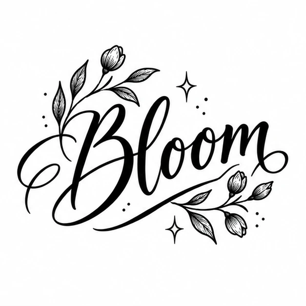 Word bloom in Hand-Lettering tattoo style