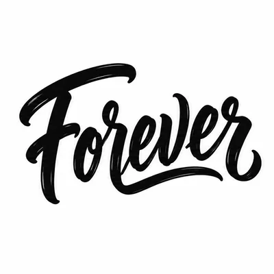 The word Forever in bold brush hand-lettering tattoo lettering