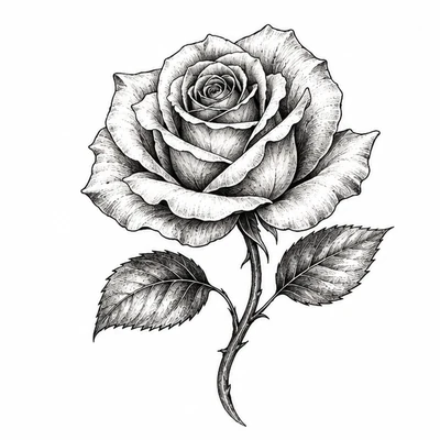 A single rose rendered in Illustrative tattoo style