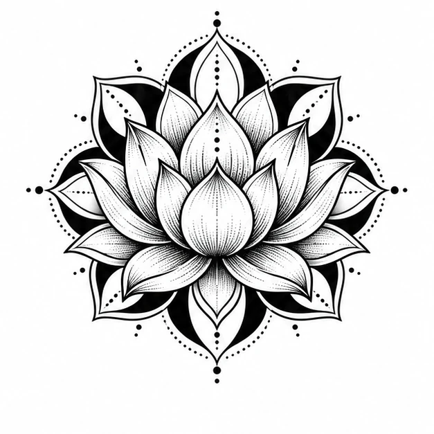 Lotus wheel in Mandala tattoo style