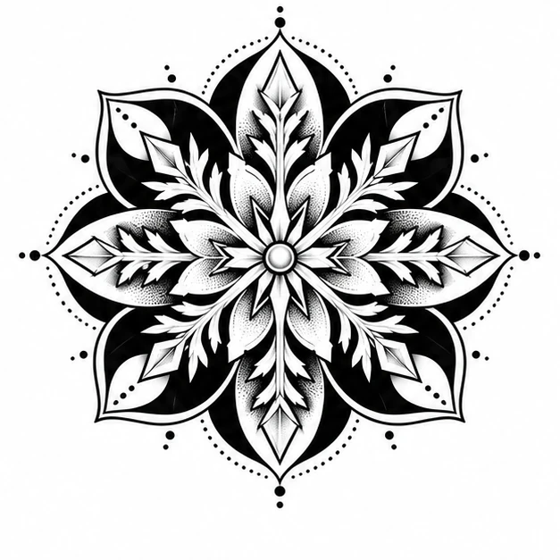Snowflake flower in Mandala tattoo style