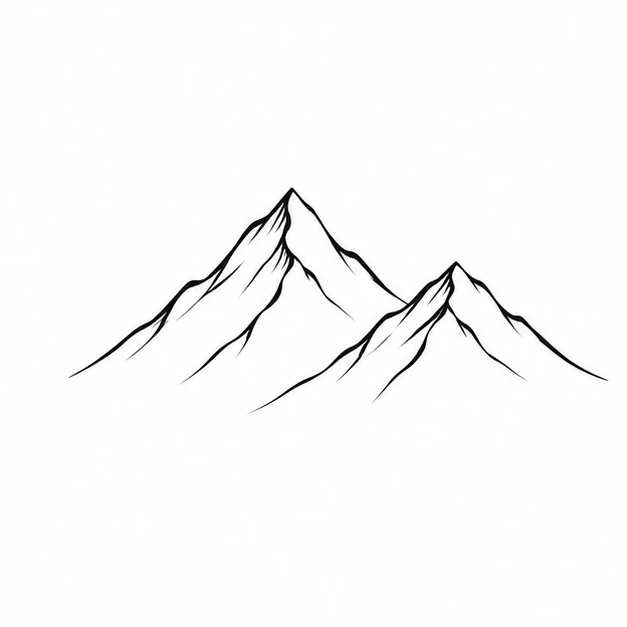 Two mountain peaks in Minimalist tattoo style
