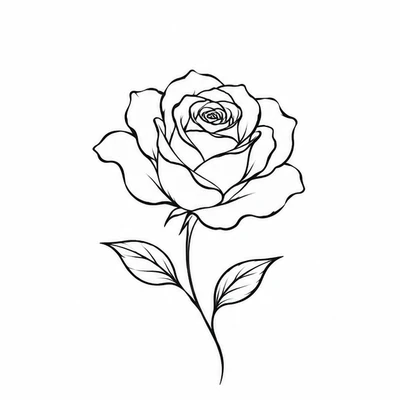 A single rose rendered in Minimalist tattoo style