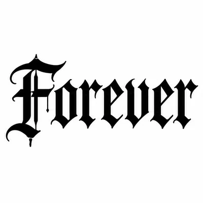 The word Forever in Old English blackletter tattoo lettering