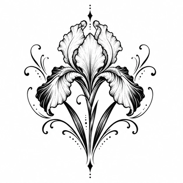 Iris ornament in Ornamental tattoo style