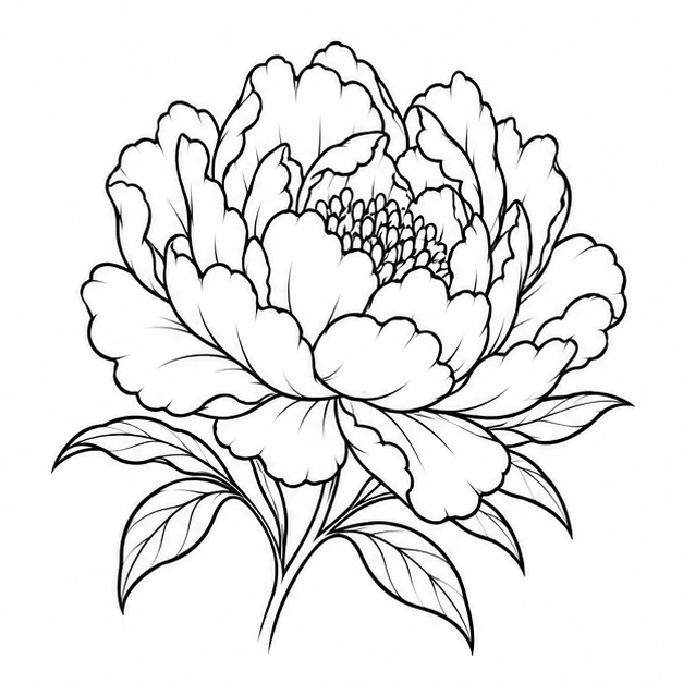 Peony in Outline tattoo style