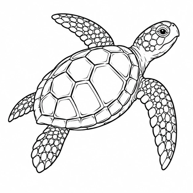 Sea turtle in Outline tattoo style