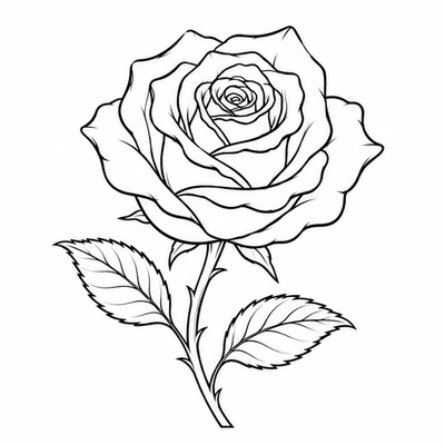 A single rose rendered in Outline tattoo style