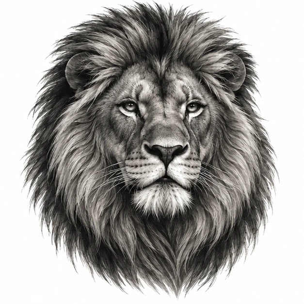Lion head in Realism Black & Grey tattoo style
