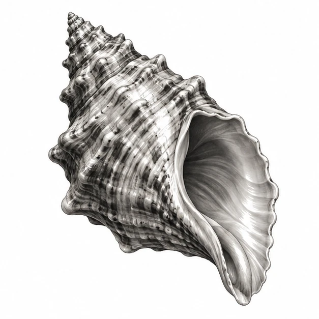 Seashell in Realism Black & Grey tattoo style
