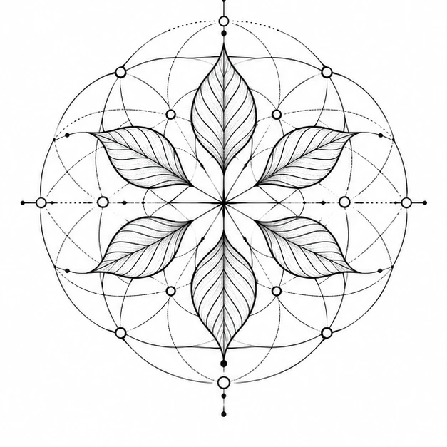 Leaf lattice in Sacred Geometry tattoo style
