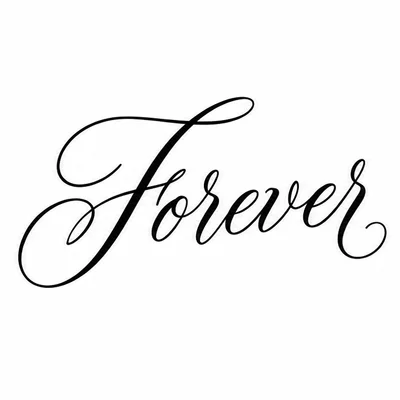 The word Forever in flowing script tattoo lettering