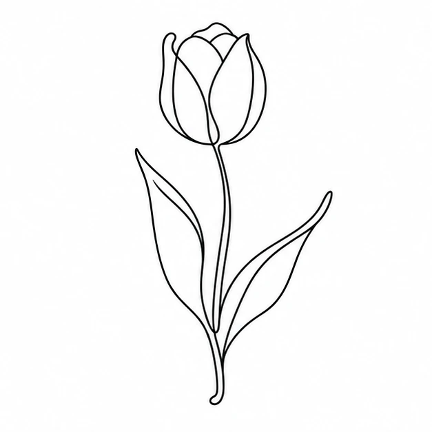 Tulip in Single Line tattoo style