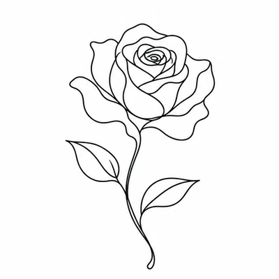 A single rose rendered in Single Line tattoo style