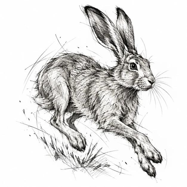 Hare in Sketch tattoo style