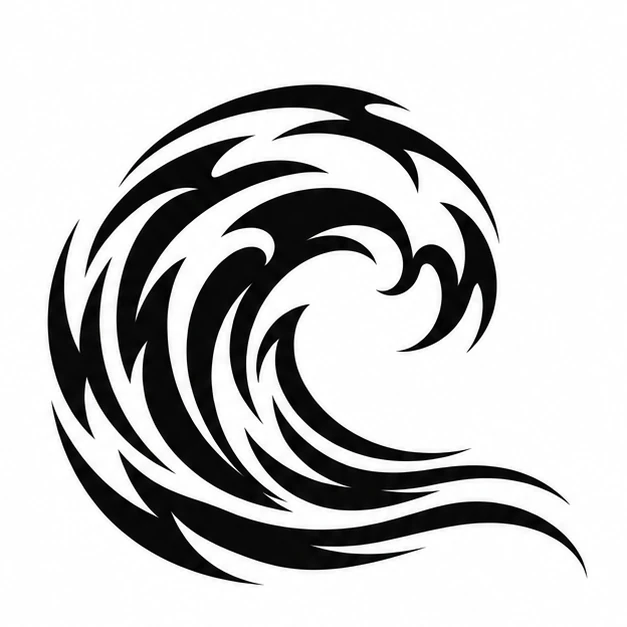 Abstract wave in Tribal tattoo style