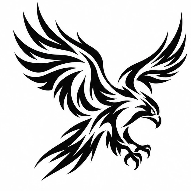 Falcon silhouette in Tribal tattoo style