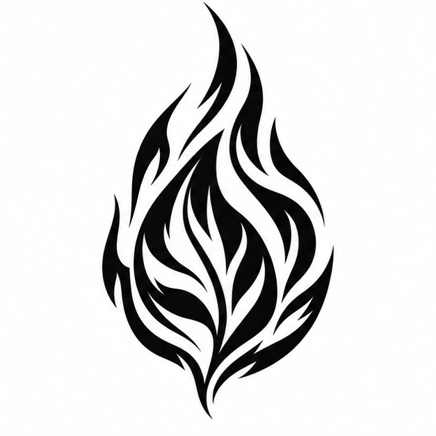 Leaf flame in Tribal tattoo style
