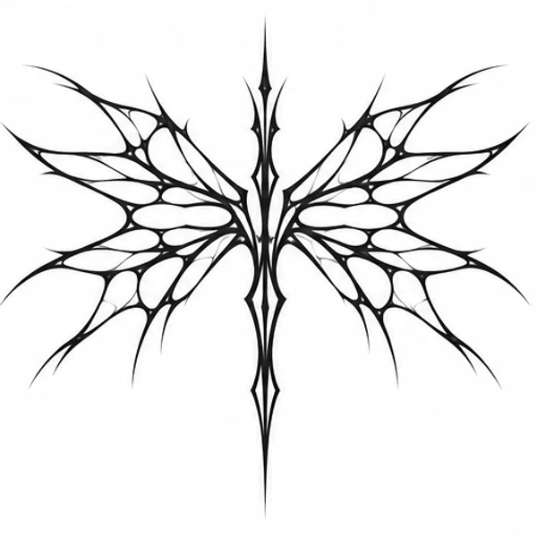 Abstract angular branching wing network tattoo illustration