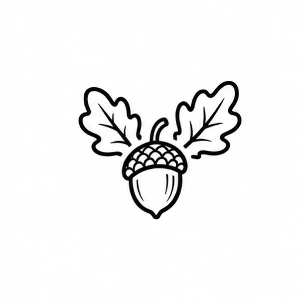 Tiny acorn with oak leaves tattoo illustration